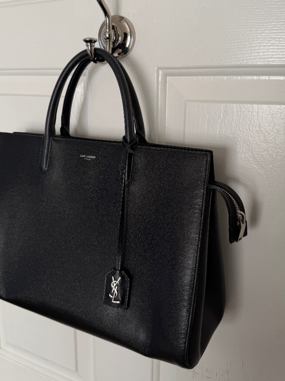 SAINT LAURENT | YSL Rive Gauche Cabas Leather Medium Tote